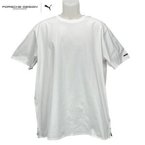 Porsche Design x Puma Men's XL White Essential Crewneck White Tee 100% Cotton‎